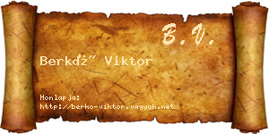 Berkó Viktor névjegykártya